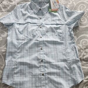L.L. Bean Light Blue Plaid Button Down Shirt